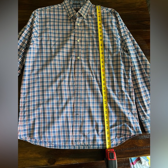 Banana Republic Mens Button Up Large | Tailored Slim Fit | Blue Red plaid - Picture 13 of 16